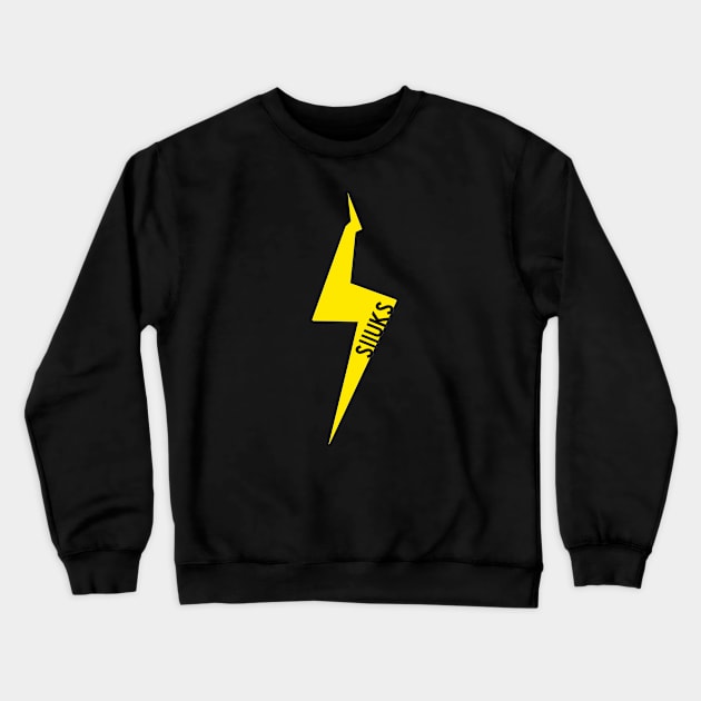 Yellow flashing lights with Slluks brand logo icon Crewneck Sweatshirt by slluks_shop
